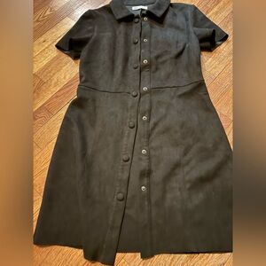 Zara Black Mini Dress Women Size 4 Snap Up Buttons Collared
